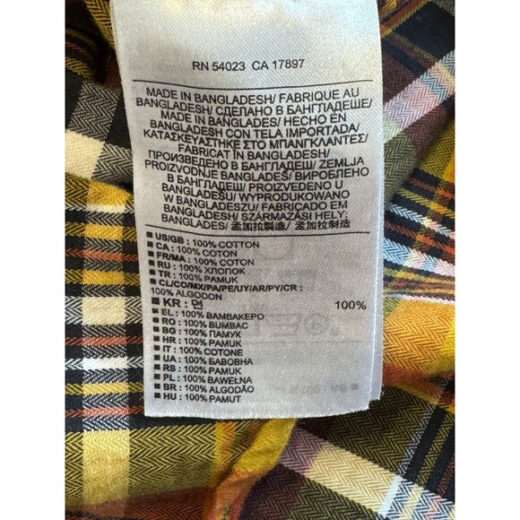 Banana Republic Men’s Plaid Button Down Long Sleeve Shirt Yellow Orange Large - Picture 8 of 8